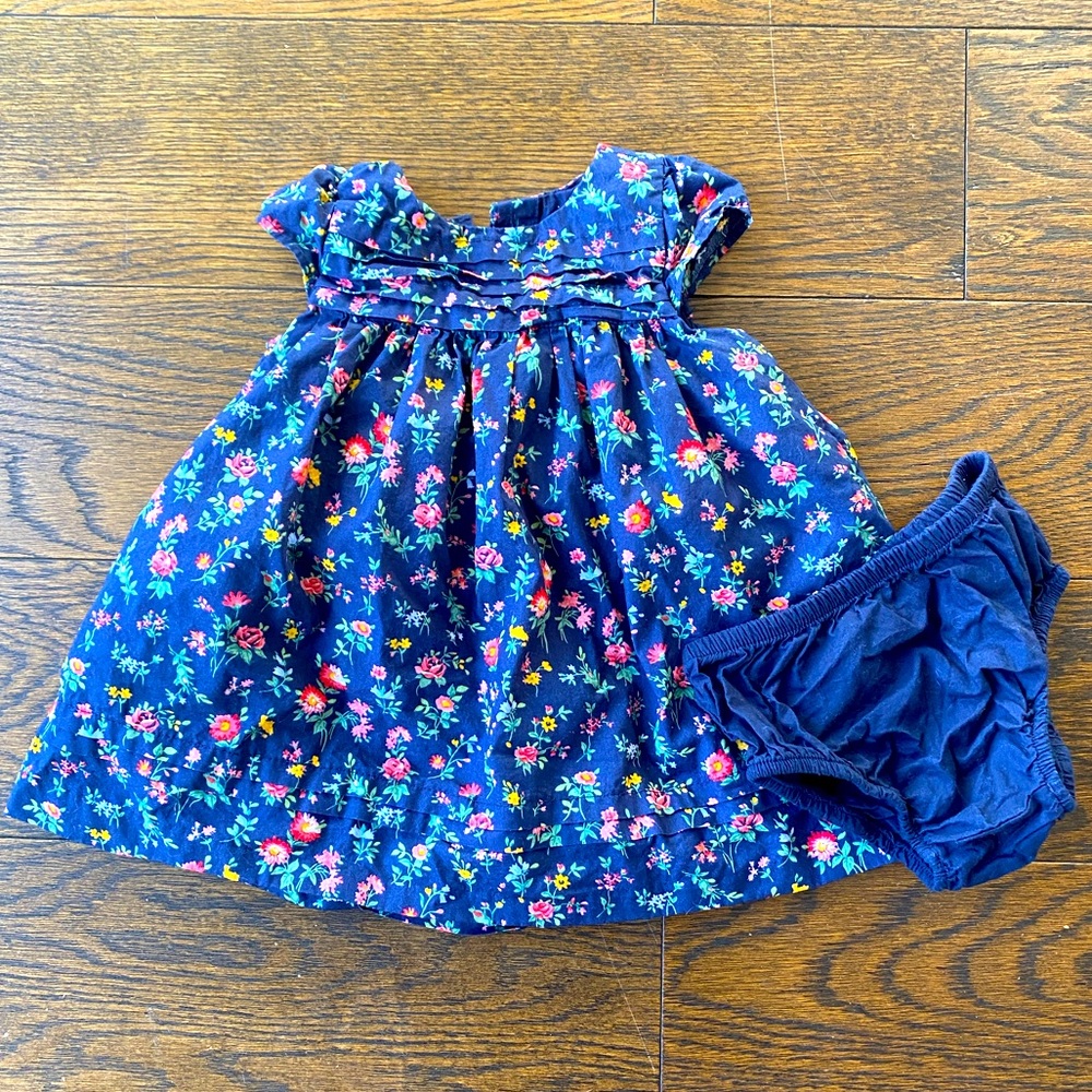 Janie and Jack blue floral dress, never worn! — 3-6 mos